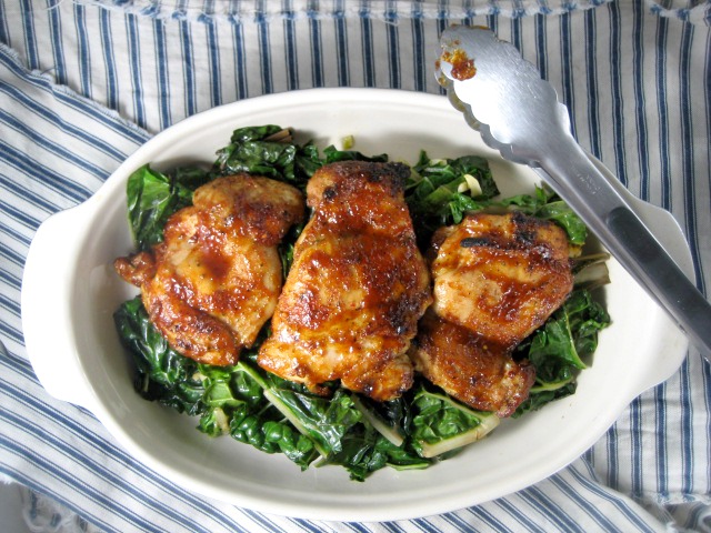 barbeque chicken thighs sauteed swiss chard keys to the cucina 3