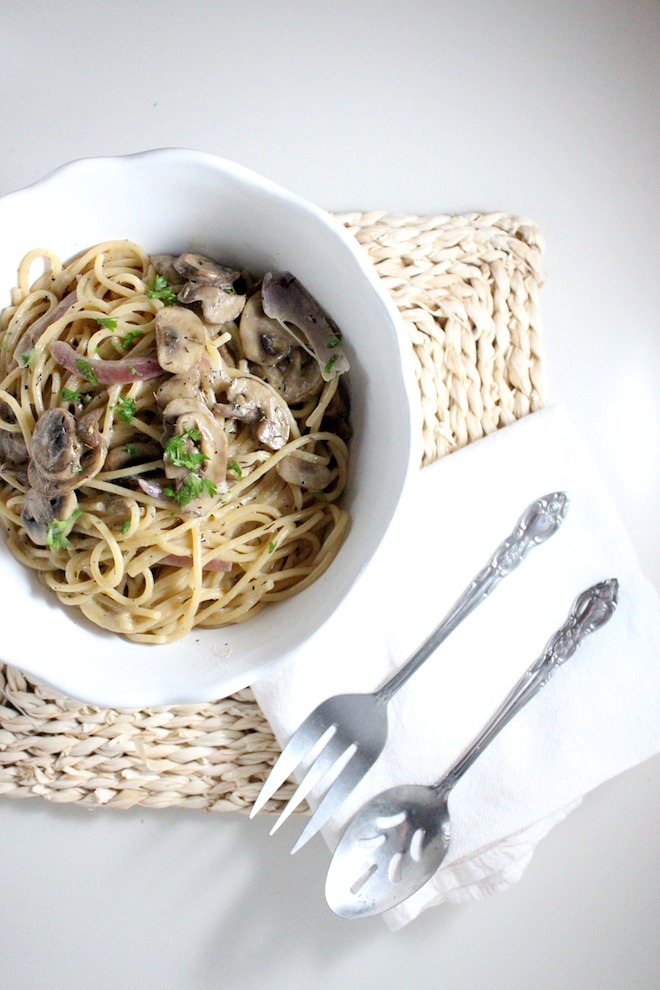 mushroom spaghtti white wine thyme mascarpone keys to the cucina 2