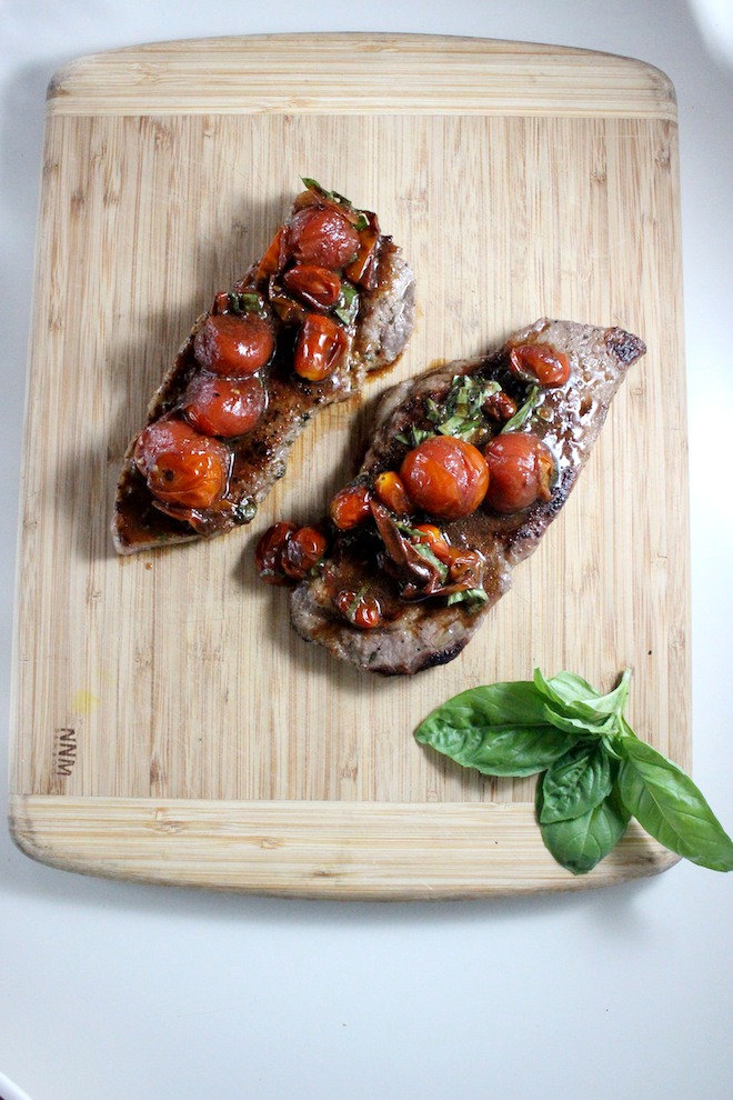 new york strip steak with balsamic roasted cherry tomatoes keys to the cucina 2