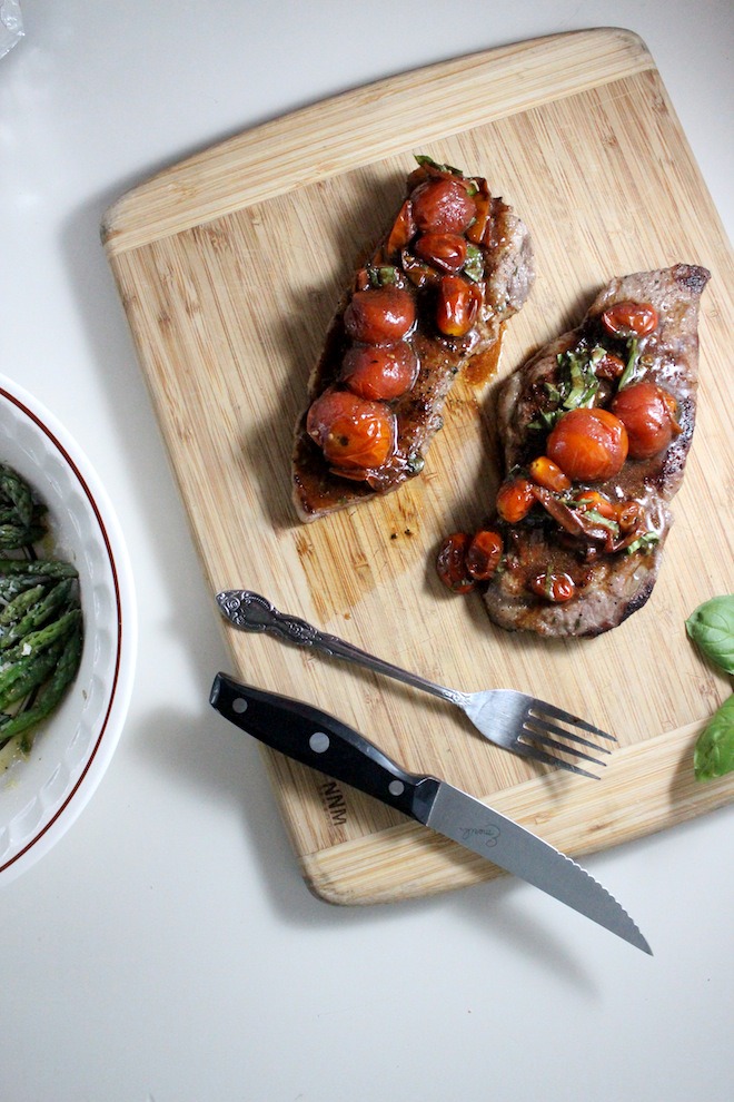 new york strip steak with balsamic roasted cherry tomatoes keys to the cucina 3