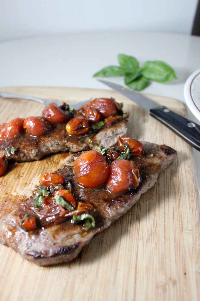 Pan Seared Steak with Balsamic and Basil Cherry Tomatoes | Keys to the ...