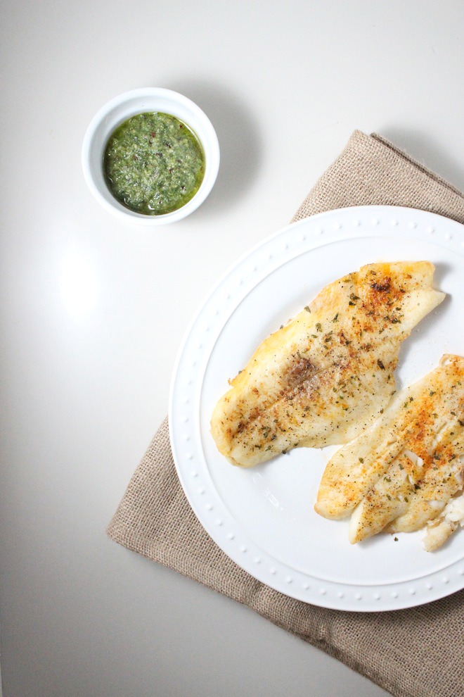 Flounder with Basil Lime Pesto | Keys to the Cucina