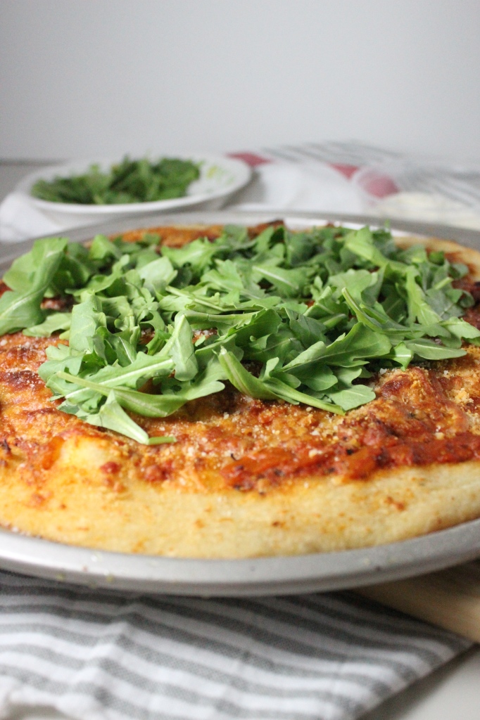 pizza with vodka sauce parmesan arugula keys to the cucina 1