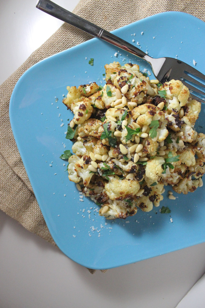 parmesan cauliflower with pine nuts parsley www.keystothecucina 2