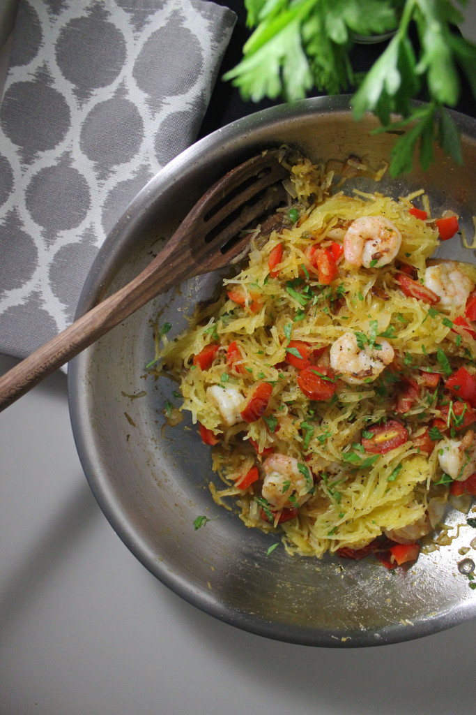 spaghetti squash shrimp tomatoes www.keystothecucina.com 1