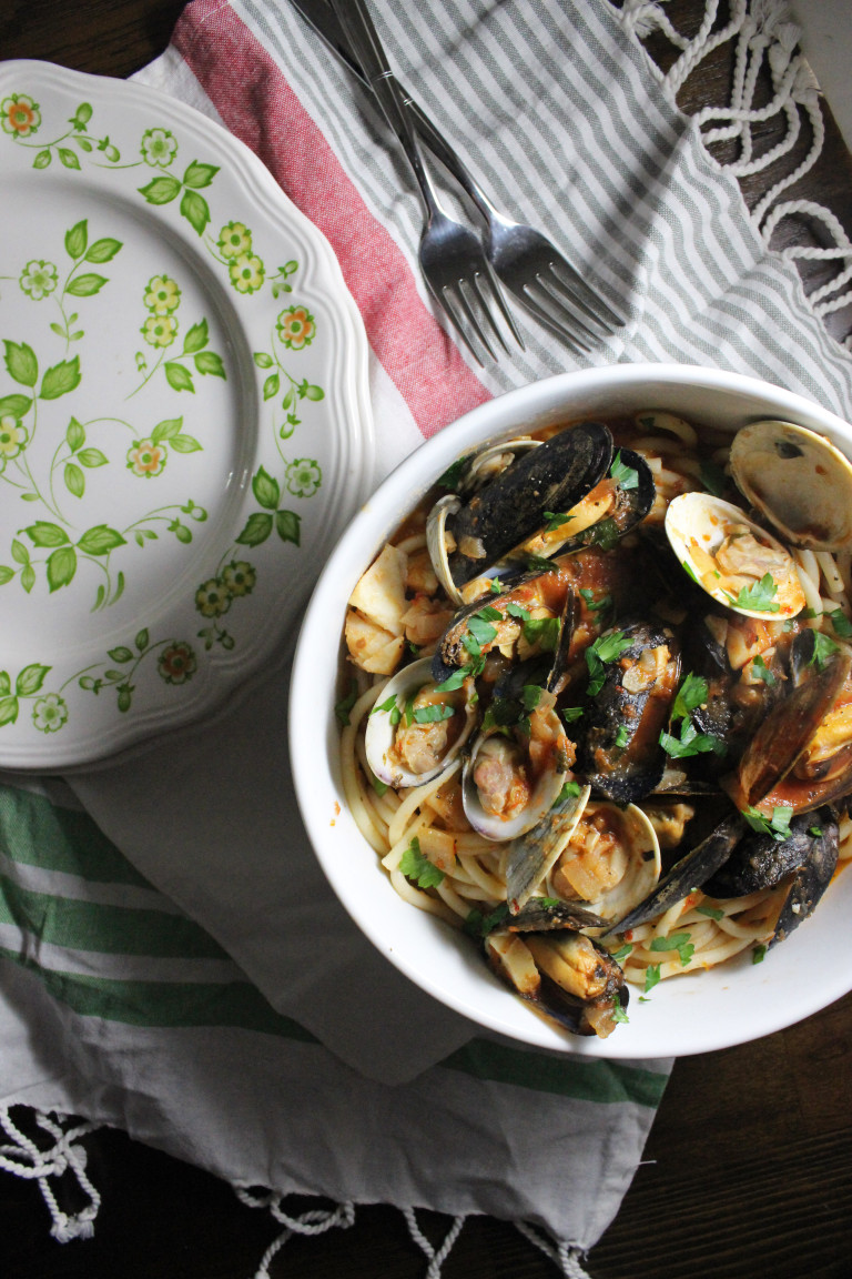 Mussels and Clams with Bucatini in Red Sauce Keys to the Cucina