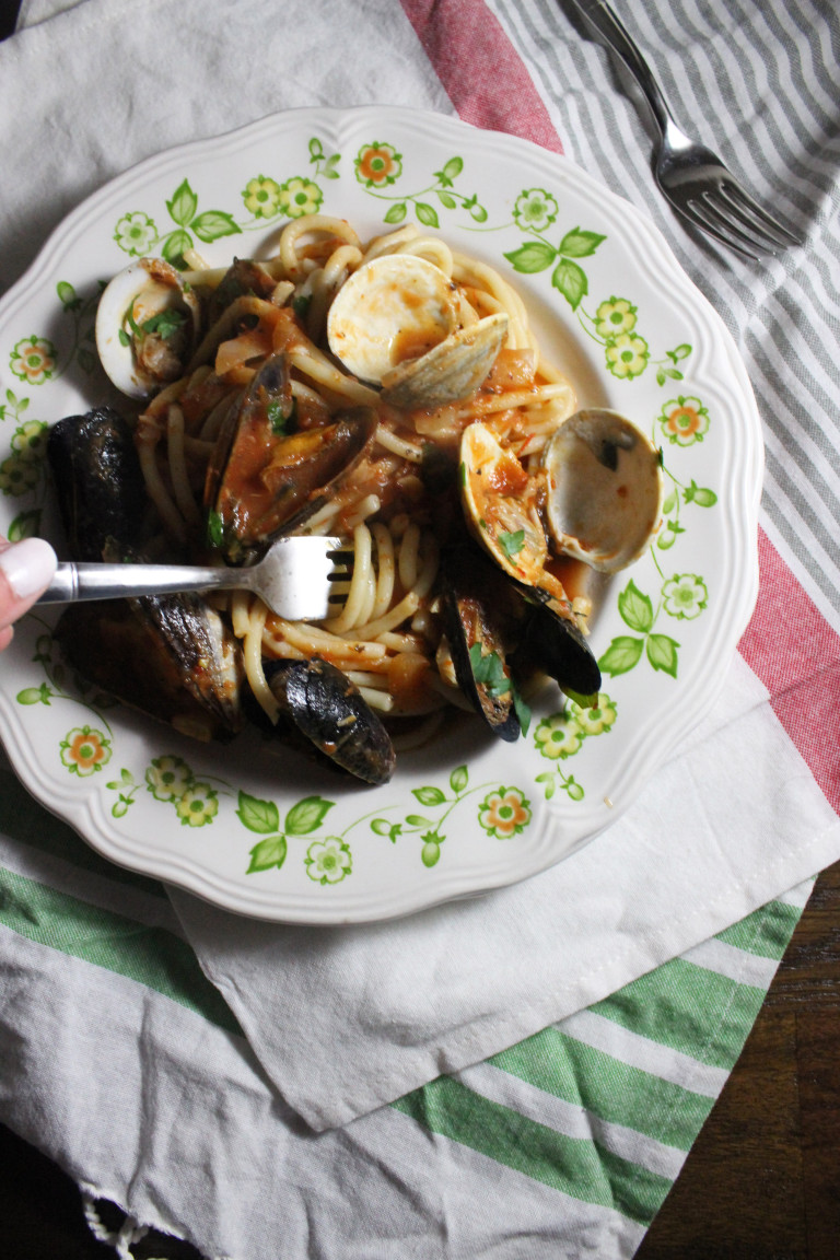 Mussels and Clams with Bucatini in Red Sauce Keys to the Cucina